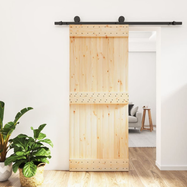 Puerta corredera con herrajes madera maciza de pino 85x210 cm D