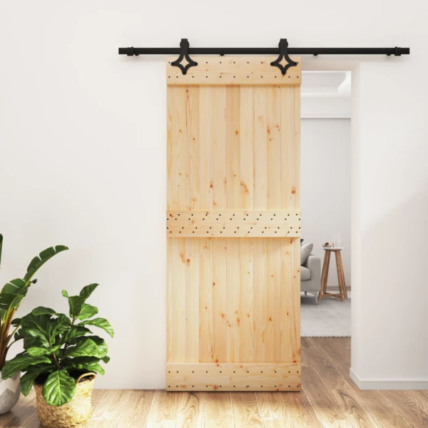 Puerta corredera con herrajes madera maciza de pino 85x210 cm D