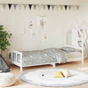 Estrutura da cama para crianças madeira de pinho branco 90x190 cm D