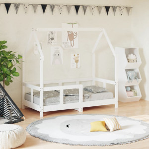 Estrutura de cama infantil em madeira de pinho branco 70x140 cm D