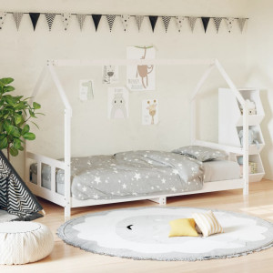 Estructura de cama para niños madera de pino blanco 90x200 cm D