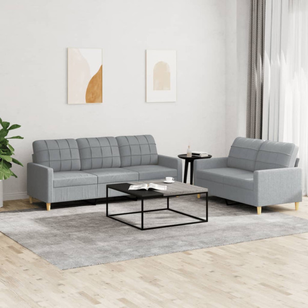 Conjunto de sofá com almofadas 2 peças tecido cinza claro D