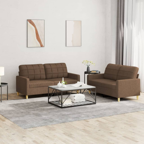 Conjunto de sofá com almofadas 2 peças tecido marrom D
