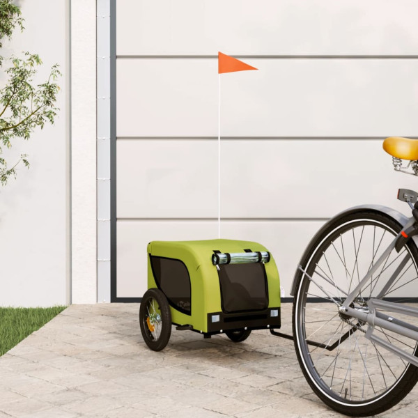 Remolque de bicicletas para cães tecido Oxford verde preto ferro D