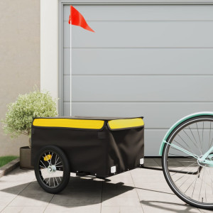 Reboque de carga para bicicletas de ferro preto e amarelo 45 kg D