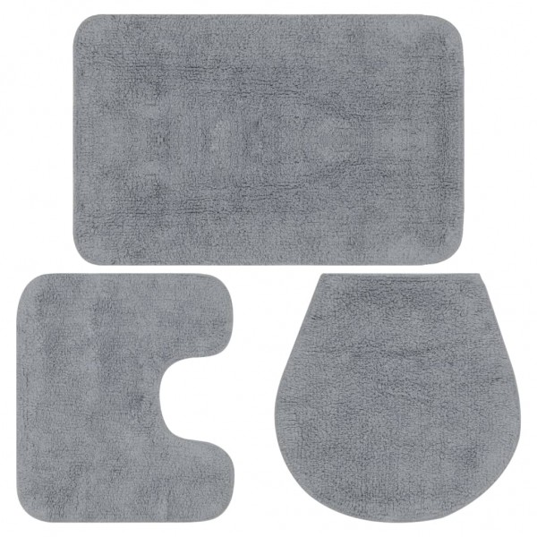 Conjunto de tapetes de banho de tecido 3 peças cinza D