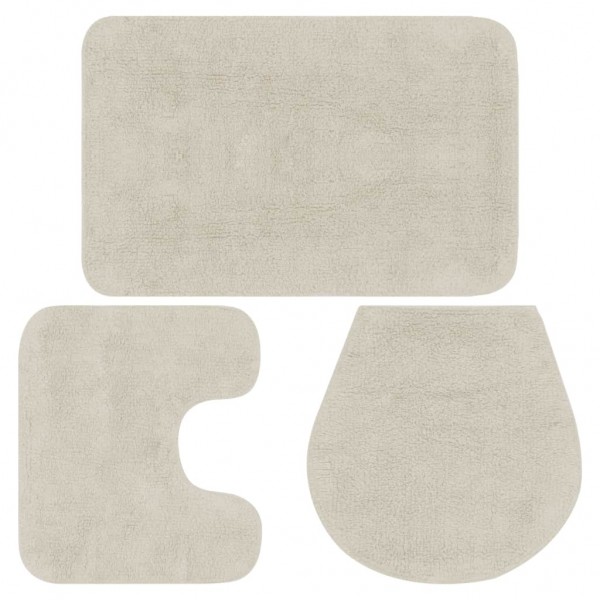 Conjunto de tapetes de banho de tecido 3 peças brancas D