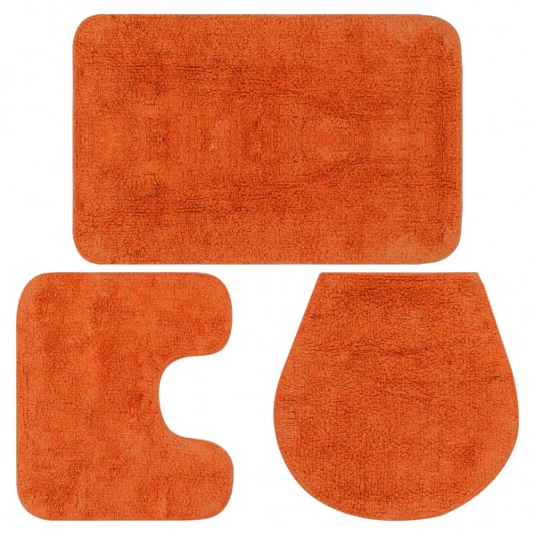 Conjunto de tapetes de banho de tecido 3 peças laranja D