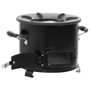 Cocina de leña para camping metal negro 36x26x22.5 cm D