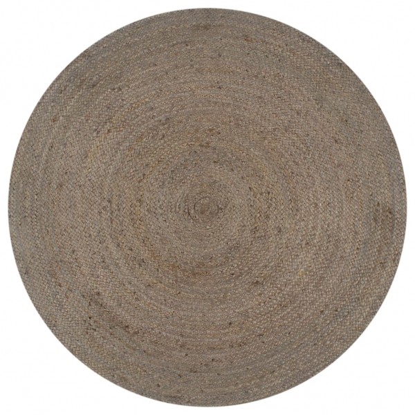 Almofada de jute, de tecido à mão, grisa, redonda, de 90 cm D
