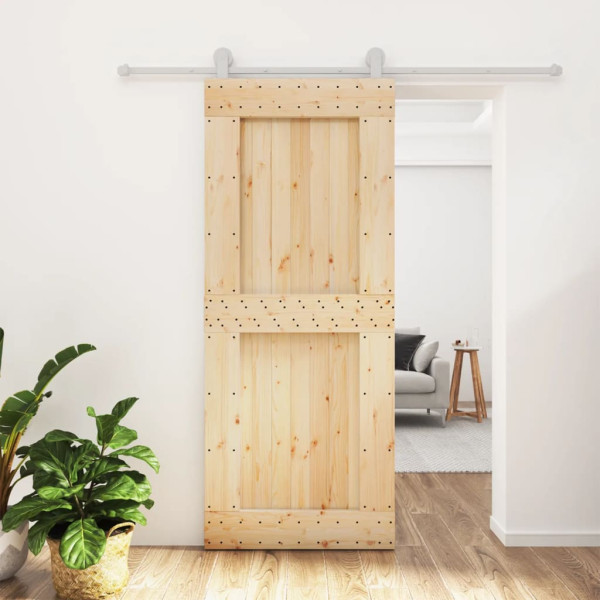 Puerta corredera con herrajes madera maciza de pino 85x210 cm D