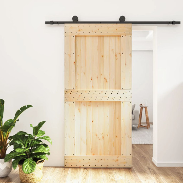 Puerta corredera con herrajes madera maciza de pino 100x210 cm D