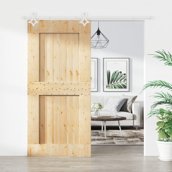 Puerta corredera con herrajes madera maciza de pino 95x210 cm D