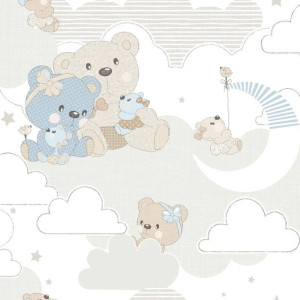 Noordwand Papel pintado Mondo baby Hug Bears azul e beige D