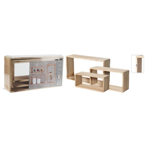 H&S Collection Juego de estantes 3 piezas madera natural D