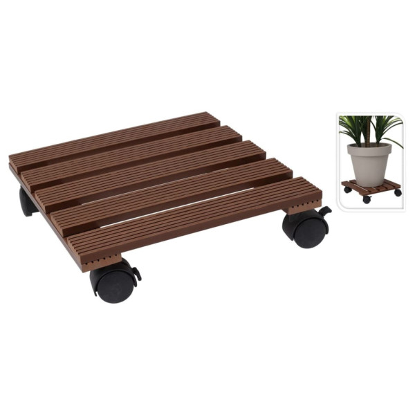 ProGarden Suporte com rodas para plantas quadrado marrom 29x29 cm D