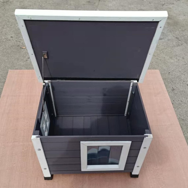 @Pet Casinha externa para gato em madeira cinza e branca 57x45x43 cm M 2
