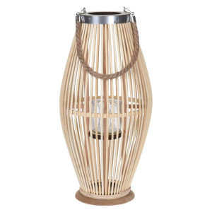 H&S Collection Farol de bambú natural 24x48 cm D