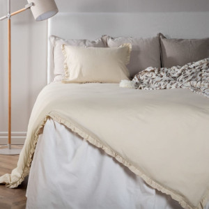 Venture Home Conjunto de roupas de cama Lias algodão bege 200x150 cm D