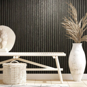 Noordwand Papel pintado Botânica Wooden Slats preto e cinza D