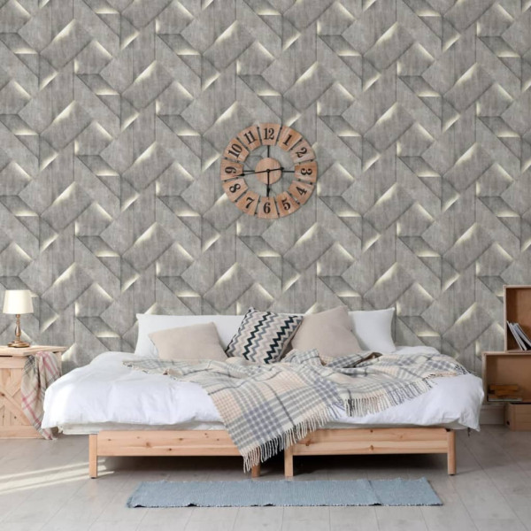 DUTCH WALLCOVERINGS Papel de parede Onyx cinza escuro D