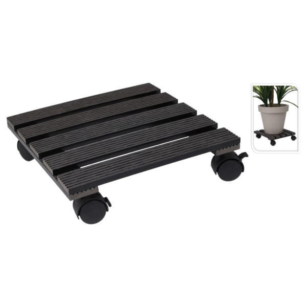 ProGarden Suporte com rodas para plantas quadrado cinza 29x29 cm D