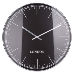 H&S Collection Relógio de parede borda de prata Londres preto e prateado D