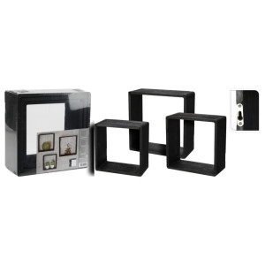 H&S Collection Juego de estantes 3 piezas madera negro 28.5x28.5x12 cm D