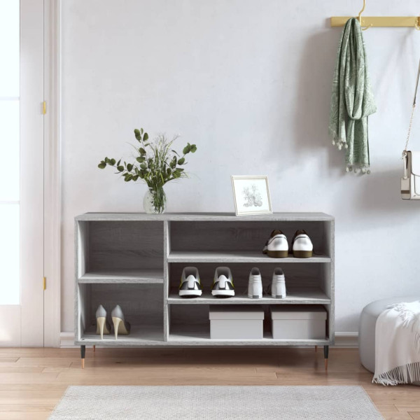 Mueble zapatero madera contrachapada gris Sonoma 102x36x60 cm D