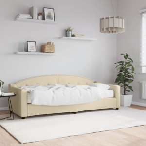 Sofá cama con colchón tela crema 80x200 cm D