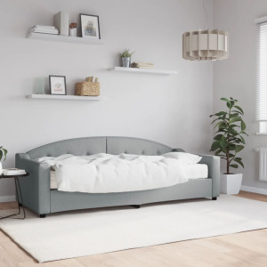 Sofá cama con colchón tela gris claro 80x200 cm D