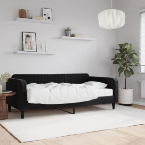 Sofá cama con colchón terciopelo negro 90x190 cm D