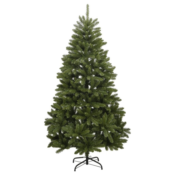 Árbol de Navidad artificial con bisagras y soporte verde 150 cm D