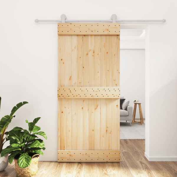 Puerta corredera con herrajes madera maciza de pino 95x210 cm D