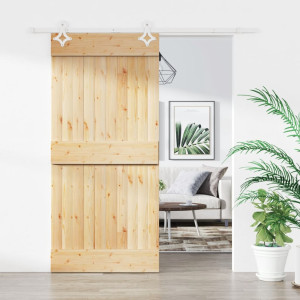 Puerta corredera con herrajes madera maciza de pino 95x210 cm D
