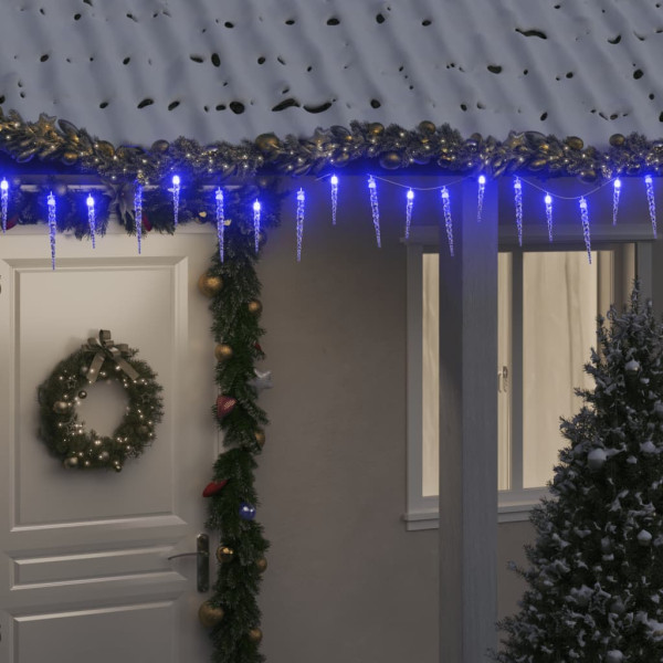 Luces carámbano Navidad 200 LED azul acrílico PVC 20 m D