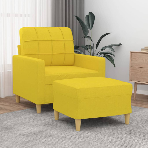 Poltrona com banco tecido amarelo claro 60 cm D