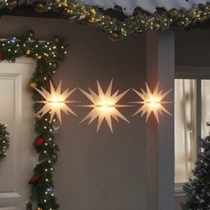 Candeeiros de Natal LED dobráveis 3 unidades brancos D