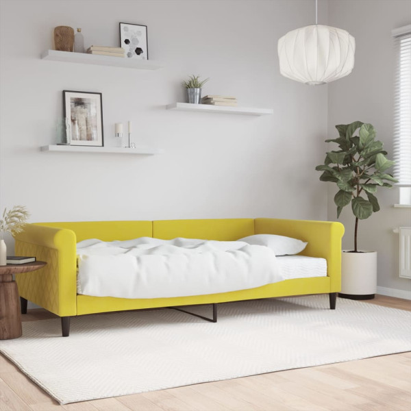 Sofá cama com colchão de veludo amarelo 100x200 cm D
