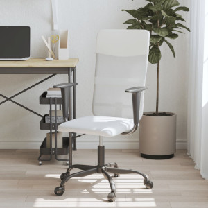Cadeira de escritório de malha e couro sintético branco D