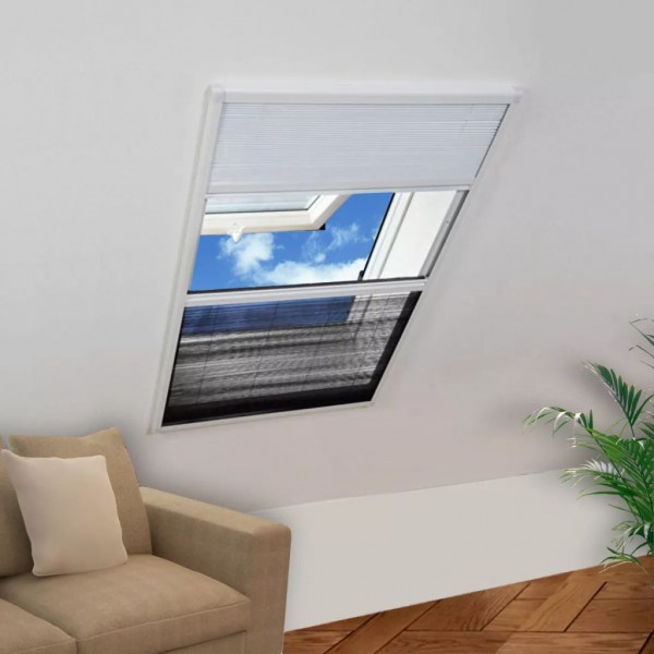 Rede mosquiteira plissada para janelas contra o sol alumínio 60x80cm D