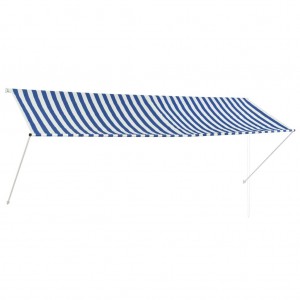 Toldo retráctil 350x150 cm azul y blanco D