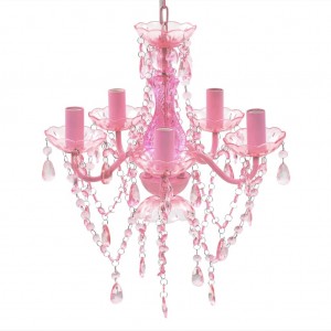 Lâmpada de aranha de vidro 5 lâmpadas rosa D