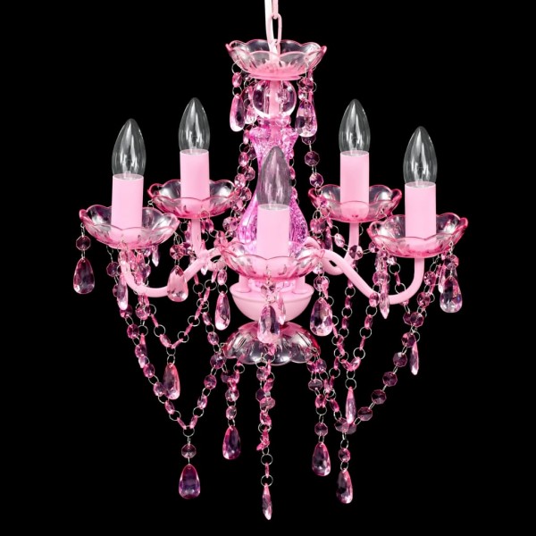 Lustre rosa com 5 bulbos M 3