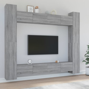 Set de muebles para TV 8 pzas madera contrachapada gris Sonoma D