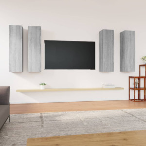 Muebles TV 4 uds madera contrachapada gris Sonoma 30.5x30x110cm D