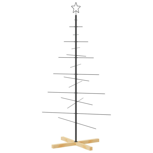 Árbol de Navidad metal negro con base de madera 150 cm M 2