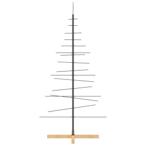 Árvore de Natal de metal preto com base de madeira 150 cm D