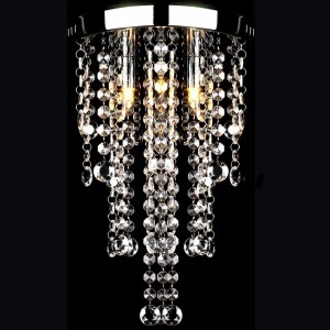 Lámpara blanca colgante de metal con adornos de cristal D