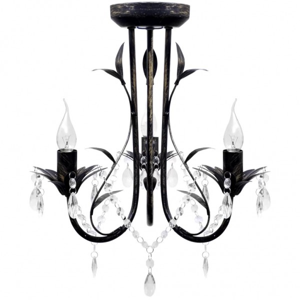 Lâmpada de aranha. um candelabro preto estilo Art Nouveau. 3 x E14 D
